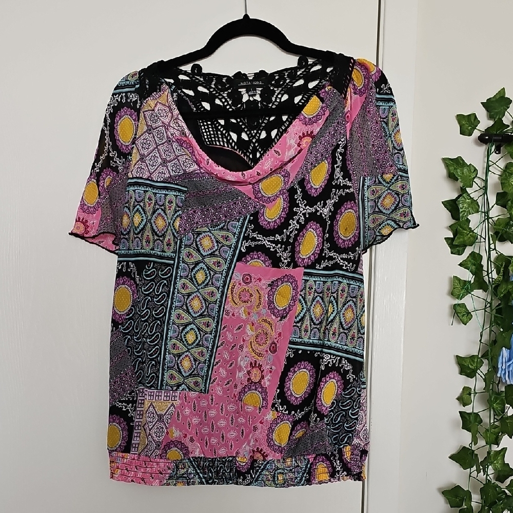 Notations Women's Multicolor Patchwork Blouse